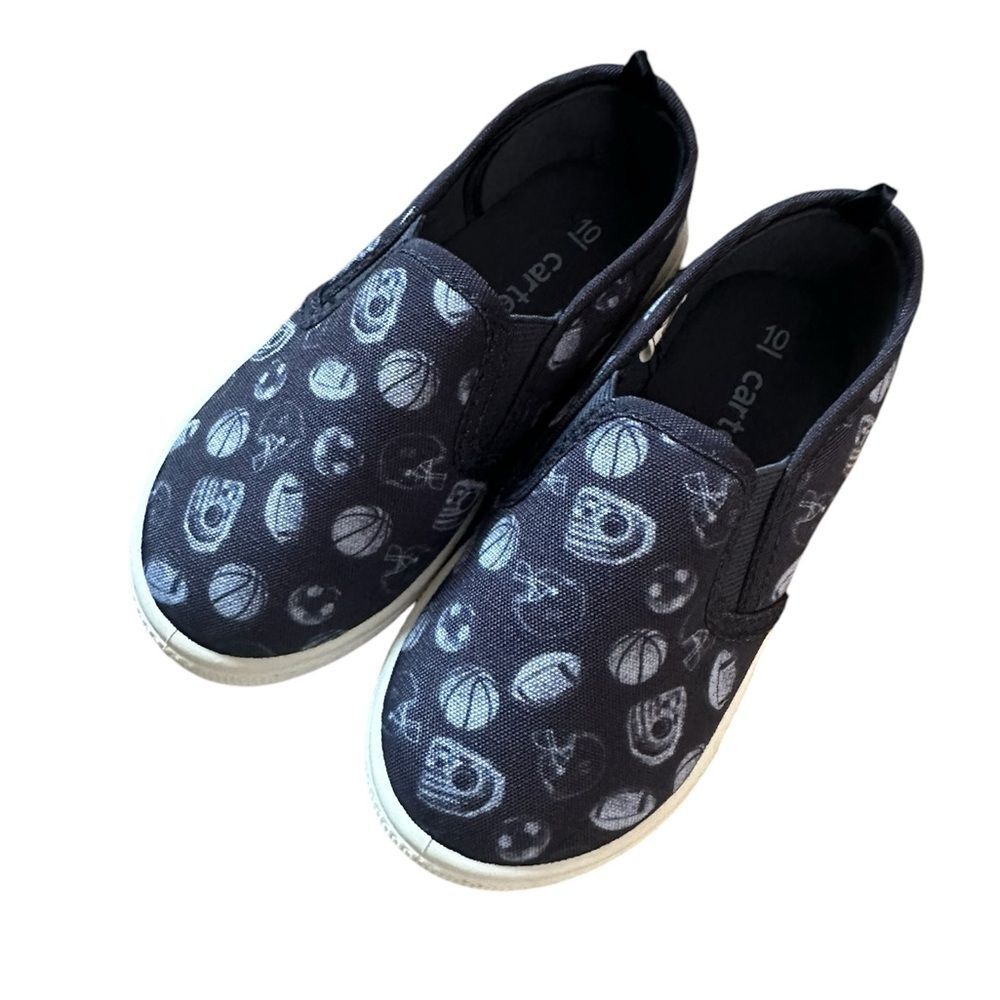 NWOT Carters Toddlers Navy Sport Print Slip On Shoes Size 10